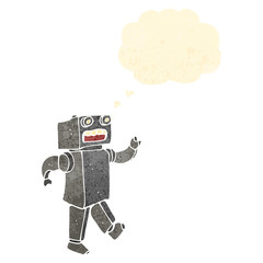 retro cartoon robot with thought bubble