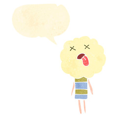 retro cartoon cute little cloud monster