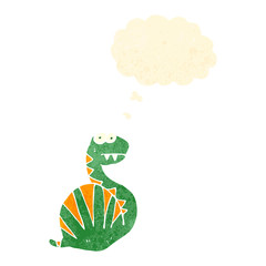 retro cartoon fat snake with thought bubble