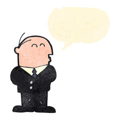 retro cartoon businessman with speech bubble