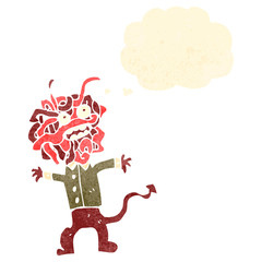 retro cartoon gross spaghetti head monster