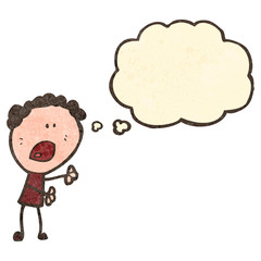 retro cartoon complaining doodle woman