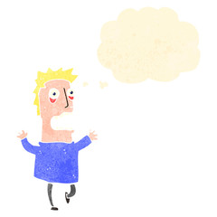 retro cartoon terrified man