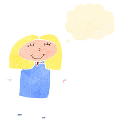 child's drawing of a happy woman with thought bubble