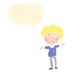 retro cartoon happy boy