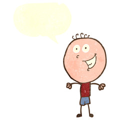 retro cartoon smiling boy