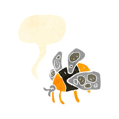 retro cartoon bee with speech bubble