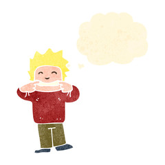 retro cartoon smiling boy