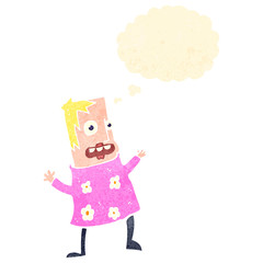 retro cartoon stressed out woman