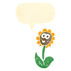 retro cartoon talking flower