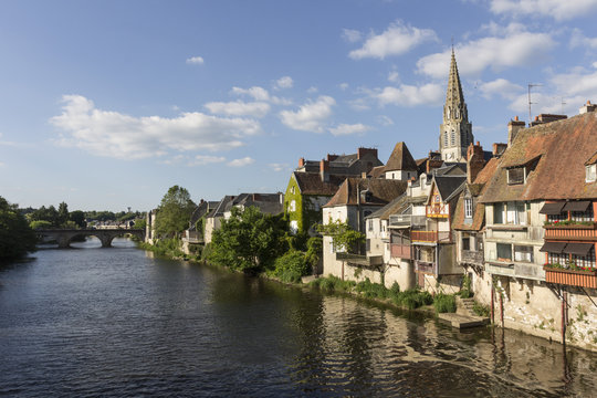 Medieval Houses By The River Creuse, Argenton-sur-Creuse, Indre, Centre, France