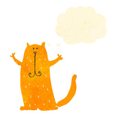 retro cartoon cat with thought bubble