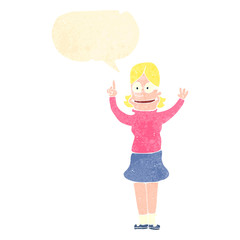 retro cartoon clever blond girl with idea