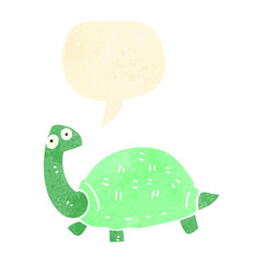 retro cartoon tortoise with speech bubble