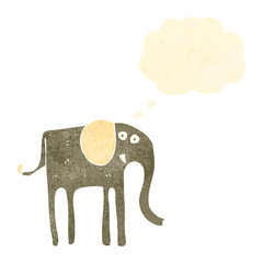retro cartoon elephant with thought bubble