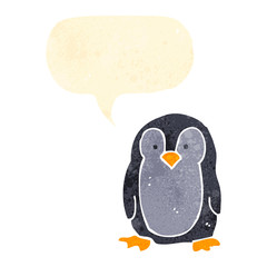 retro cartoon little penguin