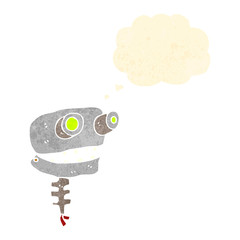 retro cartoon robot head with thought bubble