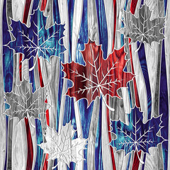 Maple leaf decorative pattern - waves decoration - seamless background