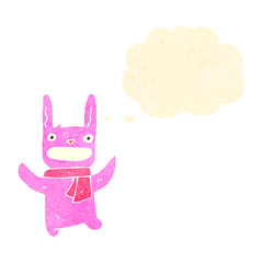 Obraz na płótnie Canvas retro cartoon pink rabbit with thought bubble