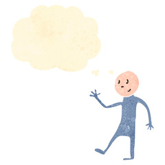 retro cartoon waving man