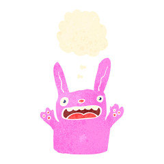 retro cartoon rabbit with thought bubble