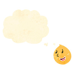retro cartoon face symbol with thought bubble