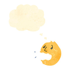 retro cartoon face symbol with thought bubble