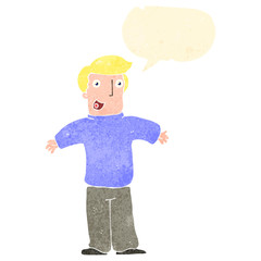 retro cartoon surprised happy man