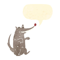 retro cartoon wolf with speech bubble