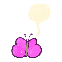 retro cartoon butterfly with speech bubble