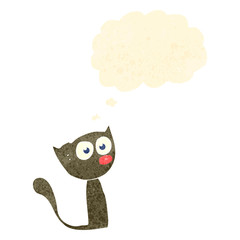 retro cartoon cat with thought bubble