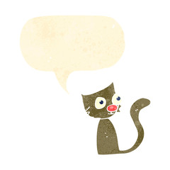retro cartoon cat with speech bubble