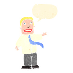 retro cartoon office man with speech bubble
