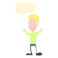 retro cartoon man explaining his idea