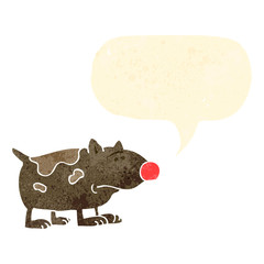 retro cartoon dog with speech bubble