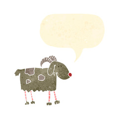 retro cartoon goat with speech bubble
