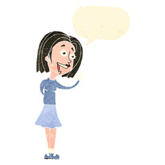 retro cartoon happy woman