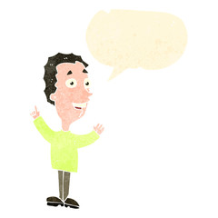 retro cartoon man explaining his idea