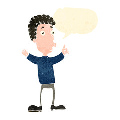 retro cartoon man explaining his idea