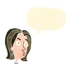 retro cartoon annoyed girl with speech bubble