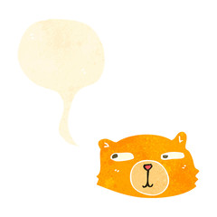 retro cartoon bear with speech bubble