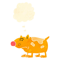 retro cartoon unhappy dog with thought bubble