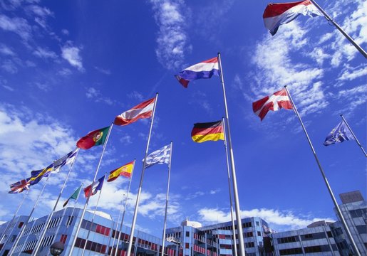 Flags of Europe in Front of the Europazentrum, Kirchberg