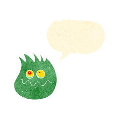 retro cartoon green flame character