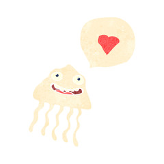 retro cartoon jellyfish in love
