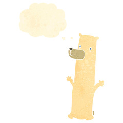 retro cartoon polar bear with thought bubble