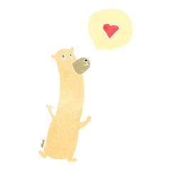 retro cartoon polar bear in love