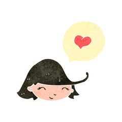 retro cartoon girl in love