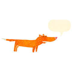 retro cartoon fox with speech bubble