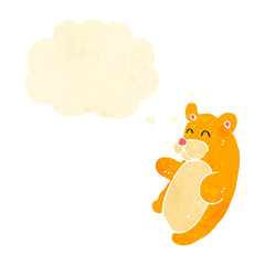 retro cartoon teddy bear with thought bubble